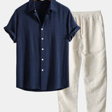 Elegante set estivo da due pezzi da uomo: camicia e pantaloni combinati