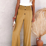 Riana - Pantalone a Vita Alta Relax
