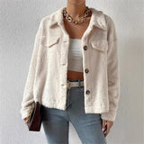 Cappotto Donna Corto Elegante Velluto Autunnale