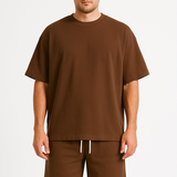 UOMINI - Set Estivo Sportivo - Fit Rilassato - Manica Corta - Pantaloncini con Coulisse - Cotone Traspirante