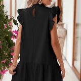 Abito a trapezio invernale chic con scollo tondo per uno stile disinvolto
