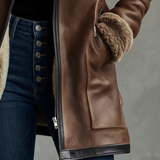 CAPPOTTO VINTAGE CON COLLO IN PELLE DI AGNELLO A CONTRASTO