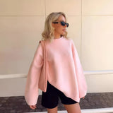 LIA | Maglione lavorato a maglia rosa aderente autunnale