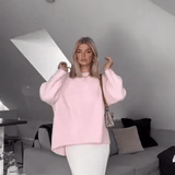 LIA | Maglione lavorato a maglia rosa aderente autunnale