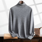 Maglione a collo alto invernale da uomo – Cashmere – Vestibilità comoda – Maglia a coste – Lunghezza intera