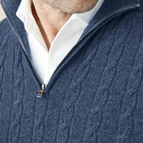 Maglione invernale da uomo in maglia a trecce – Misto lana – Mezza cerniera – Collo alto – Vestibilità casual elegante