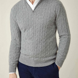 Maglione invernale da uomo in maglia a trecce – Misto lana – Mezza cerniera – Collo alto – Vestibilità casual elegante