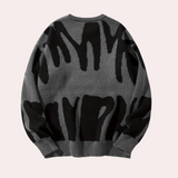 Maglione invernale da uomo - Design astratto - Girocollo - Manica lunga - Polsini a coste