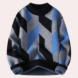 Maglione invernale da uomo - Motivo geometrico - Girocollo - Vestibilità comoda - Manica lunga