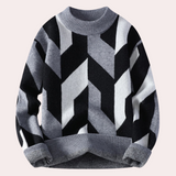 Maglione invernale da uomo - Motivo geometrico - Girocollo - Vestibilità comoda - Manica lunga
