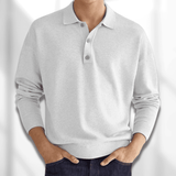 Maglione polo da uomo autunnale - Lavorato a maglia - Manica lunga - Colletto classico a 3 bottoni