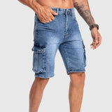 Uomini - Pantaloncini Cargo in Denim - Estivi - Media Lunghezza - Diverse Tasche - Fit Casual