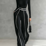 Emma | Completo elegante a due pezzi con collo alto e pantaloni larghi