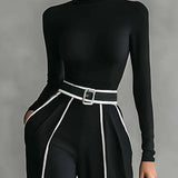 Emma | Completo elegante a due pezzi con collo alto e pantaloni larghi