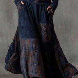 Elisa | Abito maxi in pelle scamosciata con cintura