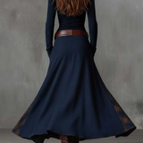 Elisa | Abito maxi in pelle scamosciata con cintura
