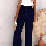 Riana - Pantalone a Vita Alta Relax