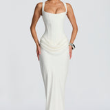 Lucia | Abito maxi con scollo quadrato