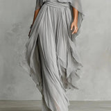 Isabela | Completo fluido grigio con top a spalline e pantaloni leggeri
